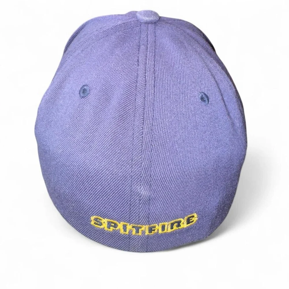 Vintage Spitfire Wheels Flexfit Wool Hat Cap Blue Yellow Skater Streetwear L/XL